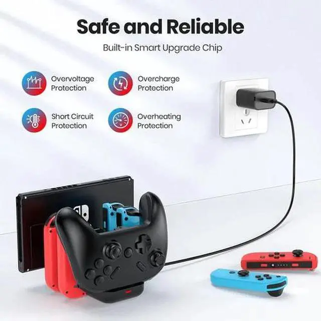 Alt view image 2 of 5 - 6-in-1 Charging Station for Nintendo Switch, Fast Controller Charger Dock