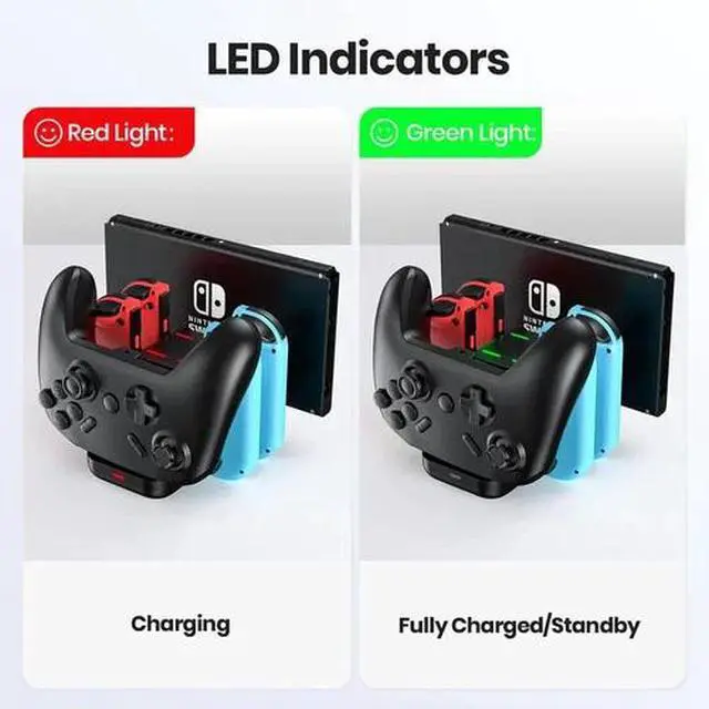 Alt view image 4 of 5 - 6-in-1 Charging Station for Nintendo Switch, Fast Controller Charger Dock