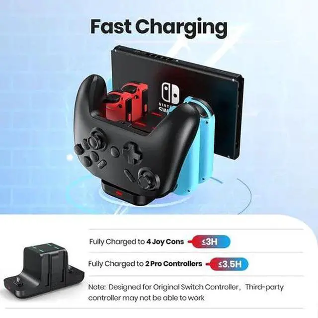 Alt view image 3 of 5 - 6-in-1 Charging Station for Nintendo Switch, Fast Controller Charger Dock