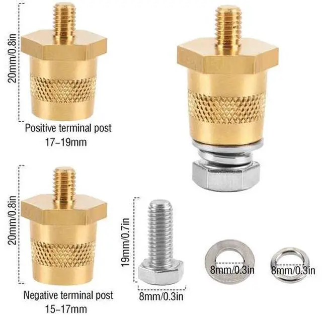 Alt view image 7 of 7 - 2Pcs Battery Pole Adapter Terminal Connector Fittings M6 M8 Thread Post Adapter