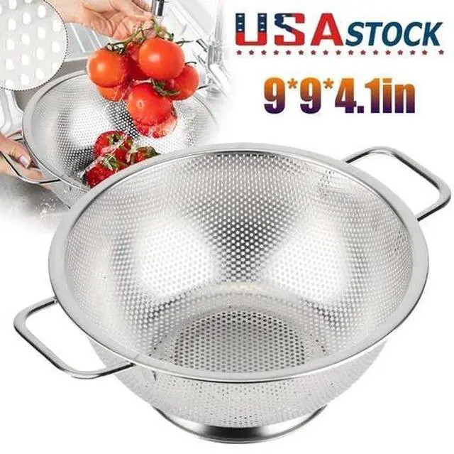 Main image of Stainless Steel Deep Colander Kitchen Strainer Large For Washing Rice Silver