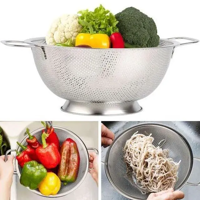 Alt view image 2 of 7 - Stainless Steel Deep Colander Kitchen Strainer Large For Washing Rice Silver