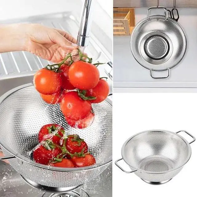 Alt view image 3 of 7 - Stainless Steel Deep Colander Kitchen Strainer Large For Washing Rice Silver