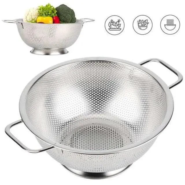 Alt view image 4 of 7 - Stainless Steel Deep Colander Kitchen Strainer Large For Washing Rice Silver