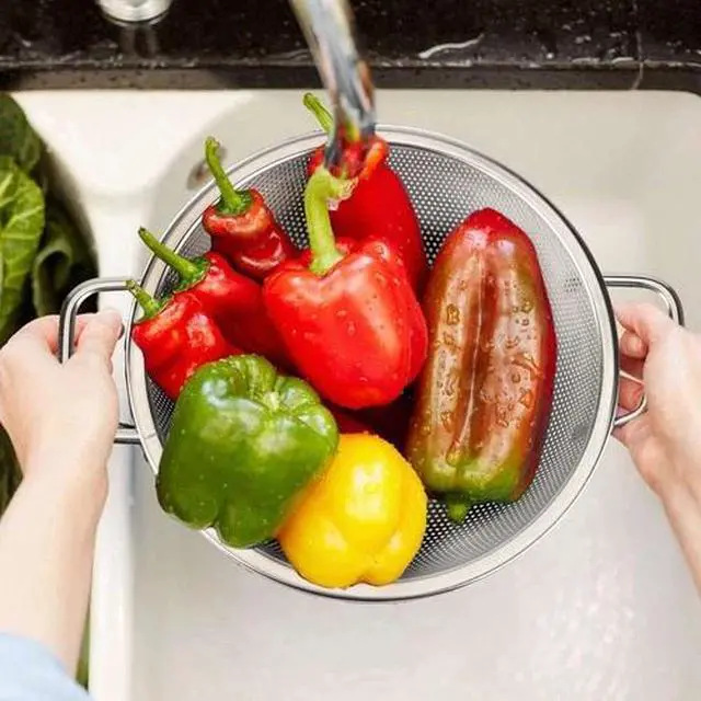 Alt view image 6 of 7 - Stainless Steel Deep Colander Kitchen Strainer Large For Washing Rice Silver