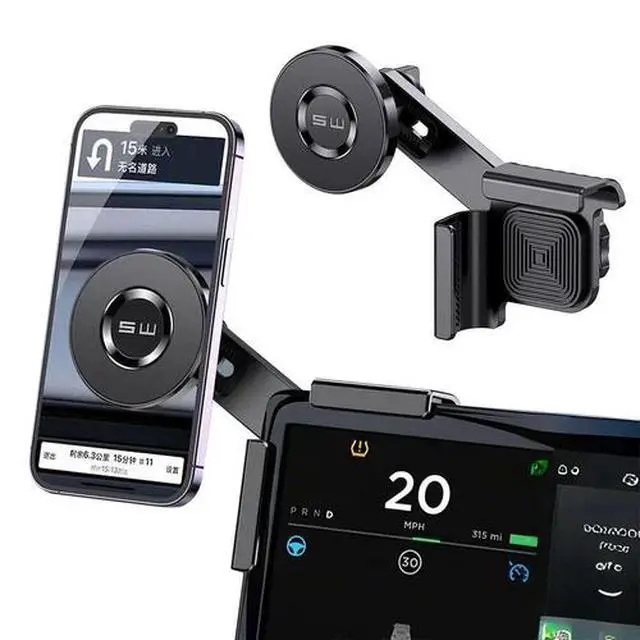 Alt view image 5 of 7 - For Tesla Model 3/Y Magnetic Touch Screen Phone Holder Mount for iPhone MagSafe