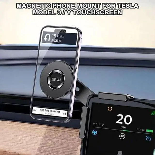 Alt view image 7 of 7 - For Tesla Model 3/Y Magnetic Touch Screen Phone Holder Mount for iPhone MagSafe