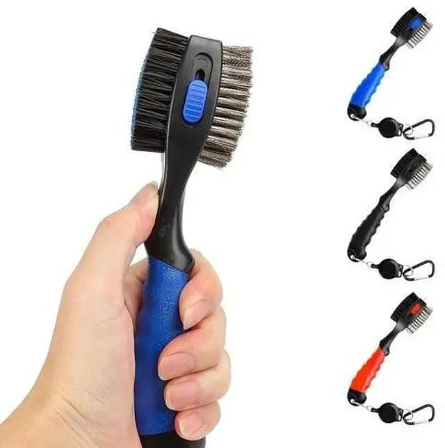 Alt view image 2 of 7 - 2 Sided Golf Club Brush Cleaner Retractable Groove Cleaning Tool Kits with Spike BLack