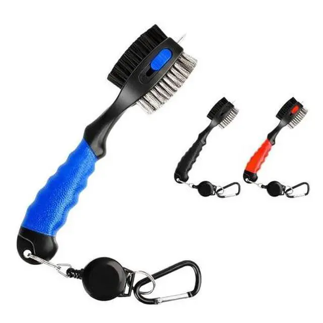 Alt view image 4 of 7 - 2 Sided Golf Club Brush Cleaner Retractable Groove Cleaning Tool Kits with Spike BLack