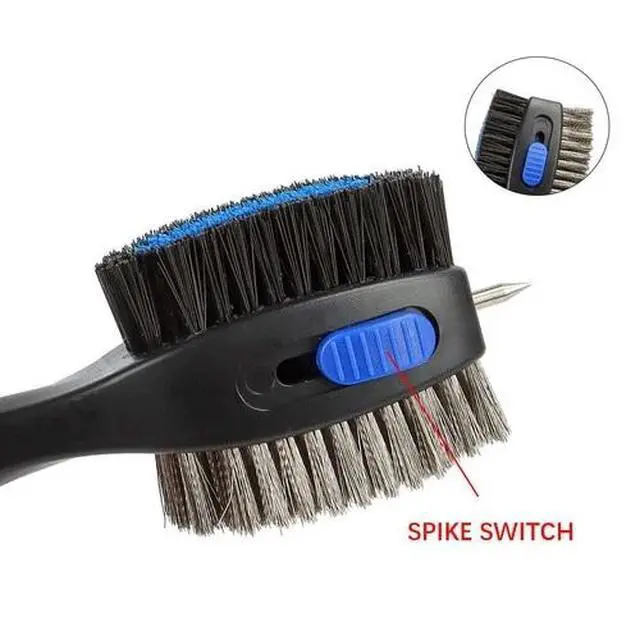 Alt view image 6 of 7 - 2 Sided Golf Club Brush Cleaner Retractable Groove Cleaning Tool Kits with Spike BLack