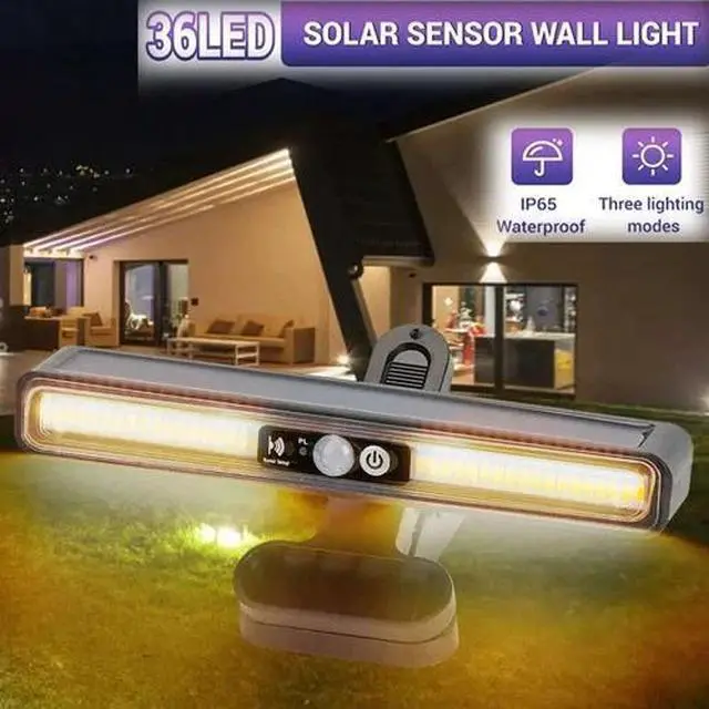 Alt view image 3 of 7 - Solar Lights Outdoor Waterproof Tree Clip 36 LED Motion Sensor Wall Fence Light Yellow