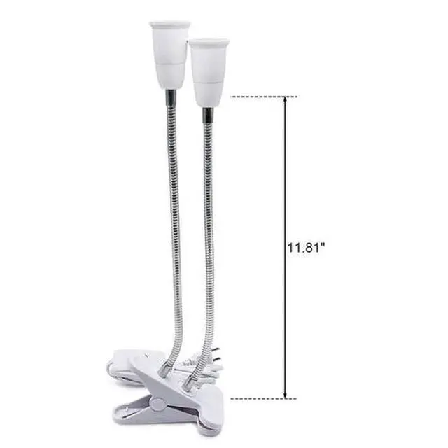 Alt view image 2 of 7 - Flexible Double Head E27 LED Clamp/Clip-on Desk Light Work Table Lamp Holder white