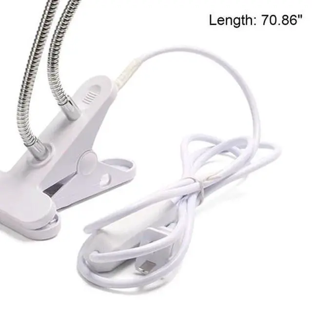 Alt view image 3 of 7 - Flexible Double Head E27 LED Clamp/Clip-on Desk Light Work Table Lamp Holder white