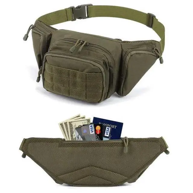 Alt view image 4 of 7 - Tactical Pistol Pouch Waist Gun Pack Bag Fanny Packs Concealed Carry Gun Holster Green Khaki