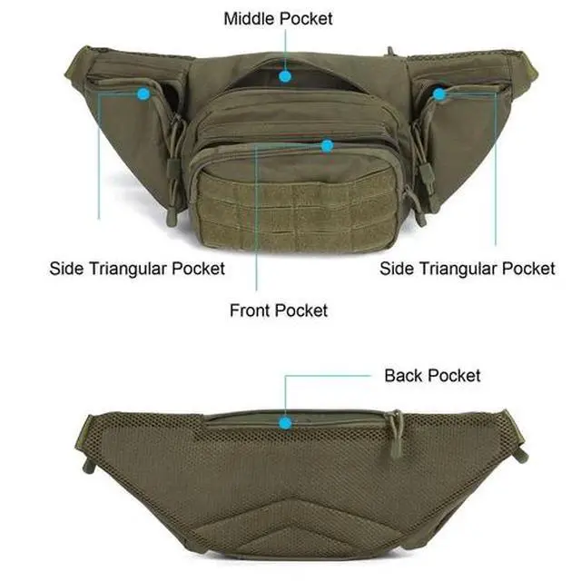 Alt view image 5 of 7 - Tactical Pistol Pouch Waist Gun Pack Bag Fanny Packs Concealed Carry Gun Holster Green Khaki