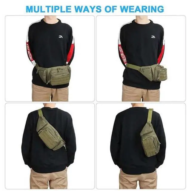 Alt view image 7 of 7 - Tactical Pistol Pouch Waist Gun Pack Bag Fanny Packs Concealed Carry Gun Holster Green Khaki