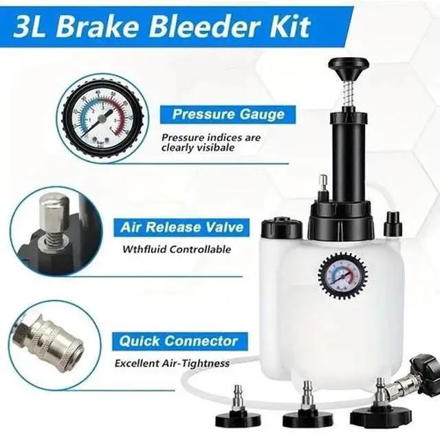 Alt view image 7 of 7 - 3L Brake System Clutch Fluid Pressure Bleeder Bleeding Device Kit Car Bleed Tool