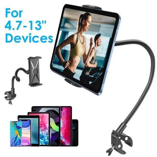 Main image of Tablet Phone Holder for Spin Bike Treadmill 4-13" Devices Gooseneck Clamp Mount
