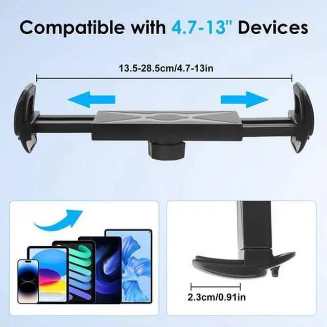 Alt view image 2 of 7 - Tablet Phone Holder for Spin Bike Treadmill 4-13" Devices Gooseneck Clamp Mount