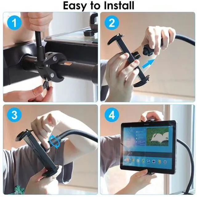 Alt view image 5 of 7 - Tablet Phone Holder for Spin Bike Treadmill 4-13" Devices Gooseneck Clamp Mount