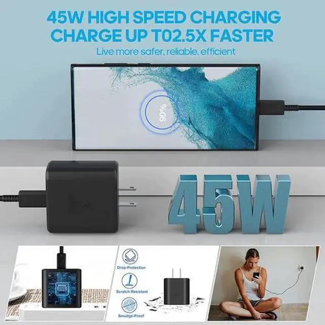 Alt view image 5 of 7 - 45W Type USB C Super Fast Wall Charger For Samsung S22 Ultra S22 S21 Note20 Plus