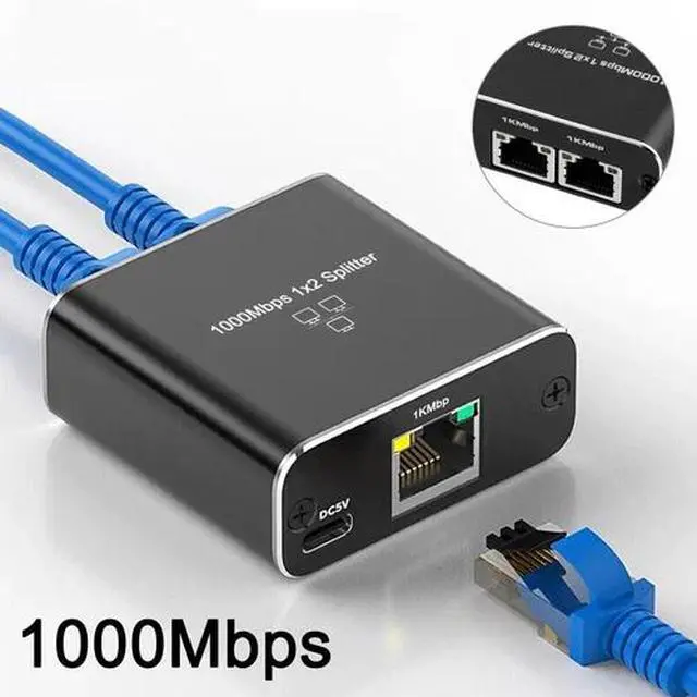 Alt view image 2 of 7 - 1000Mbps RJ45 Splitter 1X2 Ethernet cable 1 in 2 out Network Splitter PC