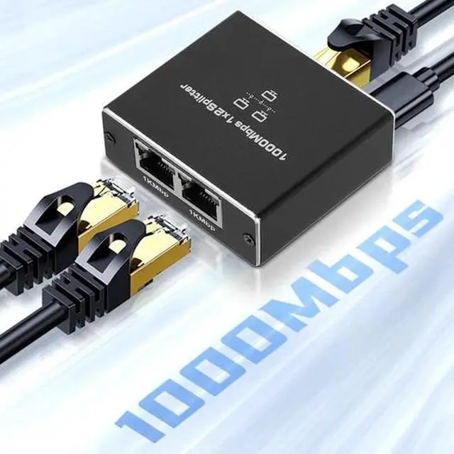 Alt view image 3 of 7 - 1000Mbps RJ45 Splitter 1X2 Ethernet cable 1 in 2 out Network Splitter PC