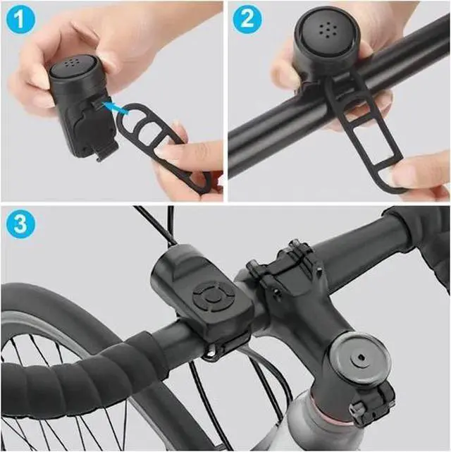 Alt view image 6 of 7 - Bike Loud Horn 140Db Bicycle Handlebar Alarm Ring Bell USB Charging Cycling Kit