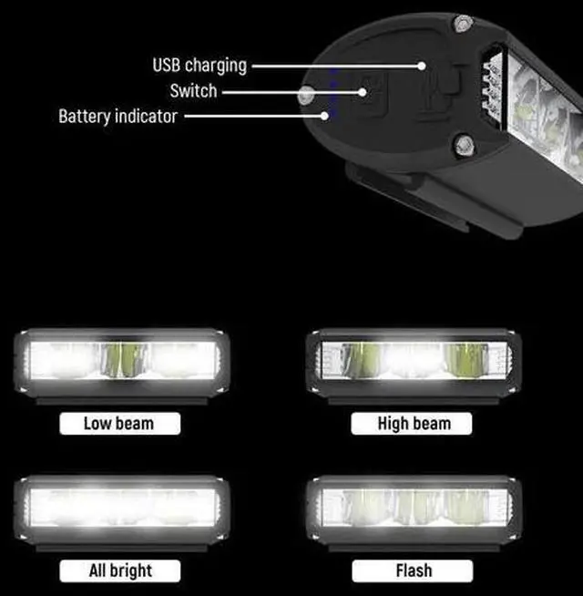Alt view image 6 of 7 - Bicycle Light Rechargeable Bike LED Lamp Outdoor Torch Front Handlebar Headlight