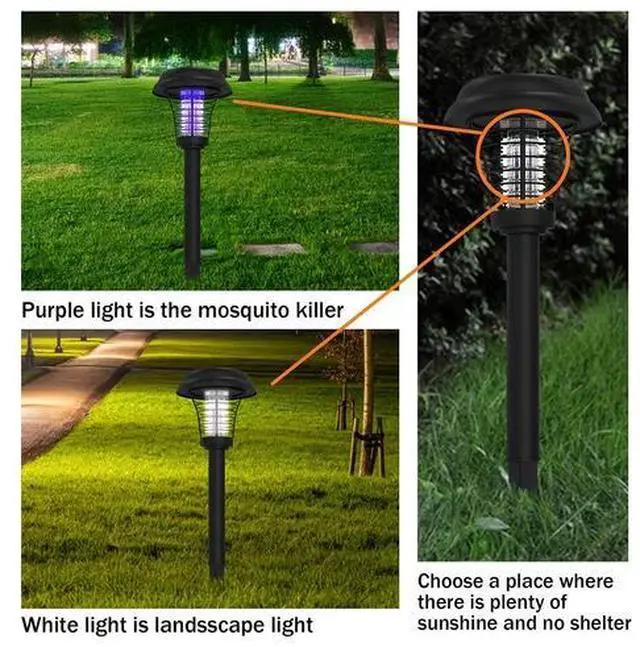 Main image of Solar Powered Electric Mosquito Killer Lamp LED Trap Lamp Fly Bug Insect Zapper