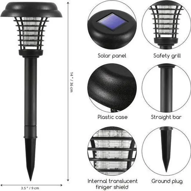 Alt view image 3 of 6 - Solar Powered Electric Mosquito Killer Lamp LED Trap Lamp Fly Bug Insect Zapper