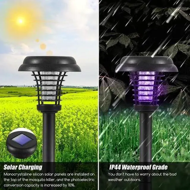 Alt view image 6 of 6 - Solar Powered Electric Mosquito Killer Lamp LED Trap Lamp Fly Bug Insect Zapper