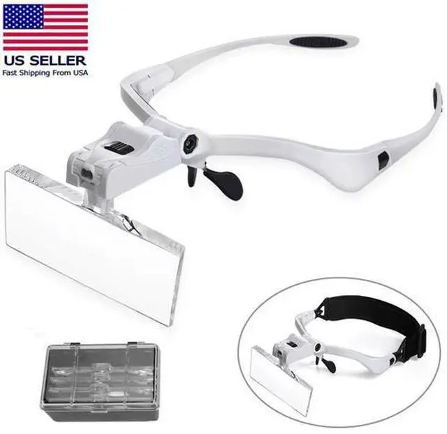 Main image of LED Jewelers Head Headband Magnifier Illuminated Visor Magnifying Glasses Loupe