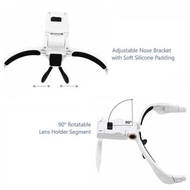 Alt view image 5 of 6 - LED Jewelers Head Headband Magnifier Illuminated Visor Magnifying Glasses Loupe
