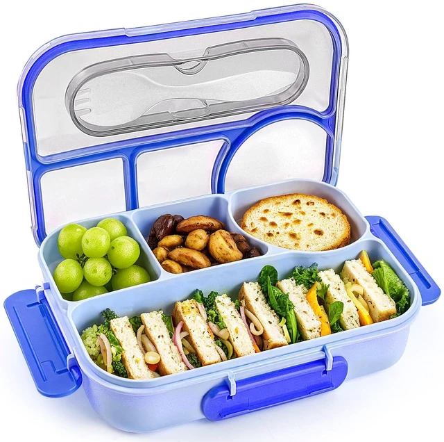 Main image of EASYFUN Bento Box Adult, Lunch Box, 4-Compartment Lunch Containers, Drop-Proof, Dishwasher Safe & Made with BPA-Free Materials (Blue)