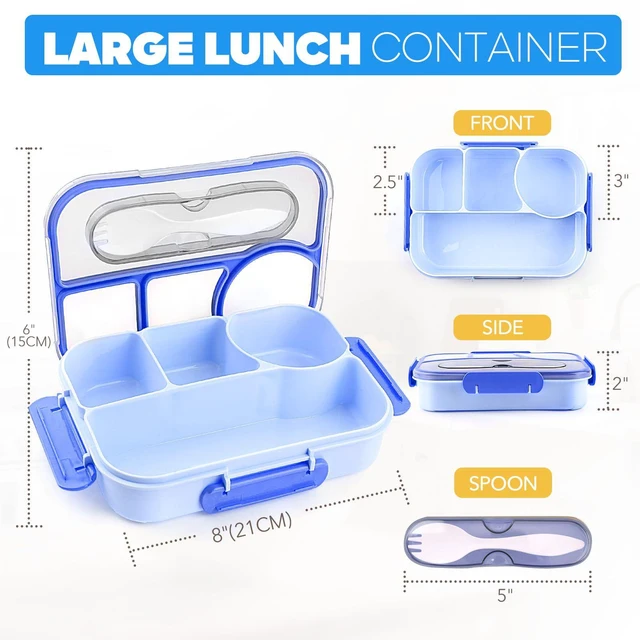 Alt view image 2 of 7 - EASYFUN Bento Box Adult, Lunch Box, 4-Compartment Lunch Containers, Drop-Proof, Dishwasher Safe & Made with BPA-Free Materials (Blue)