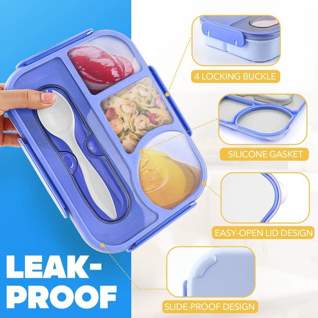 Alt view image 4 of 7 - EASYFUN Bento Box Adult, Lunch Box, 4-Compartment Lunch Containers, Drop-Proof, Dishwasher Safe & Made with BPA-Free Materials (Blue)