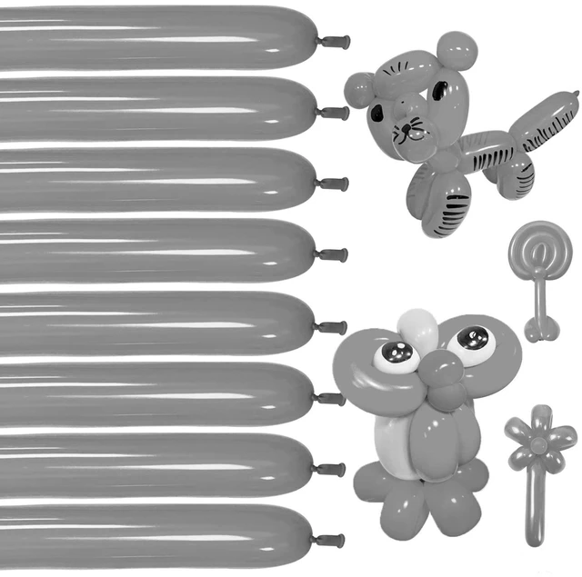 Main image of 100Pcs Long Grey 260 Balloons Thickened Latex Twisting Balloons, Long Magic Balloons for Grey Balloon Garland Kit Boys Birthday Baby shower Party Decorations