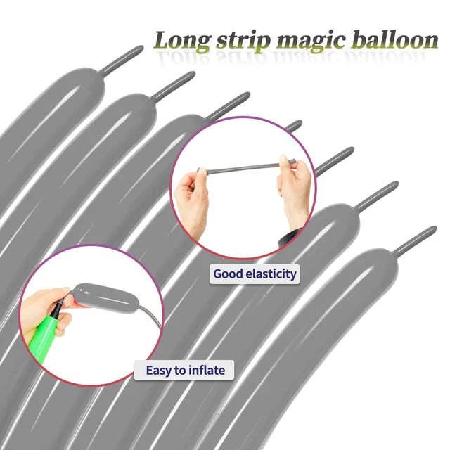 Alt view image 4 of 7 - 100Pcs Long Grey 260 Balloons Thickened Latex Twisting Balloons, Long Magic Balloons for Grey Balloon Garland Kit Boys Birthday Baby shower Party Decorations