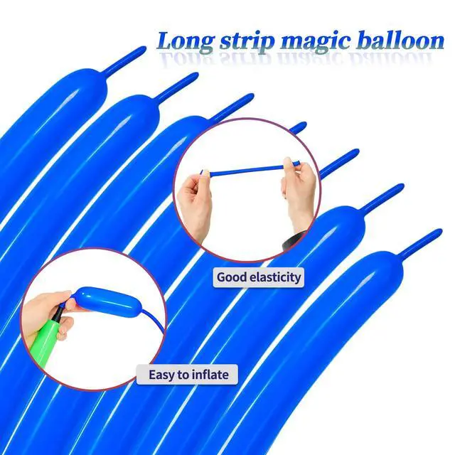 Alt view image 4 of 7 - 260Q Blue Twisting Balloons 100 Pack, Premium Long Latex Balloons for Balloon Animals, Balloon Sculptures, Birthday Party, Baby Shower, Wedding Decorations