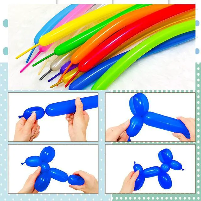 Alt view image 6 of 7 - 260Q Blue Twisting Balloons 100 Pack, Premium Long Latex Balloons for Balloon Animals, Balloon Sculptures, Birthday Party, Baby Shower, Wedding Decorations