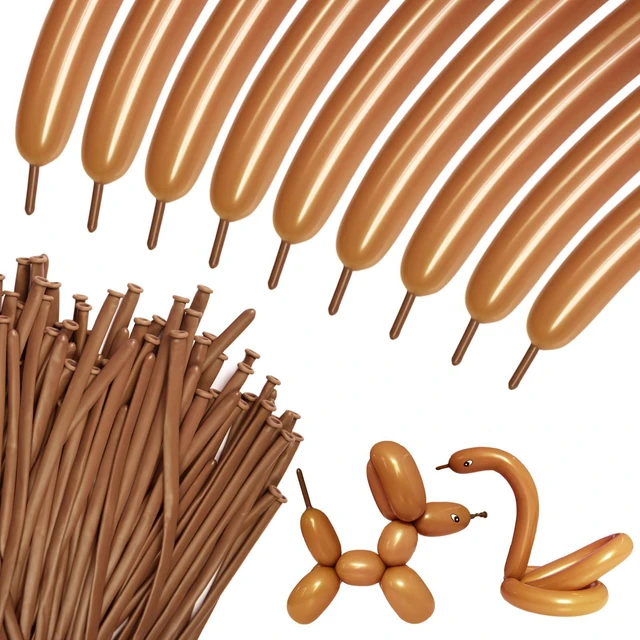 Main image of 100Pcs 260 Balloons Brown Long Balloons for Balloon Garland Thickening Skinny Latex Twisting Balloon, Brown long balloons for tying Animals Modeling Christmas Birthday Party Decorations. (Cocoa)