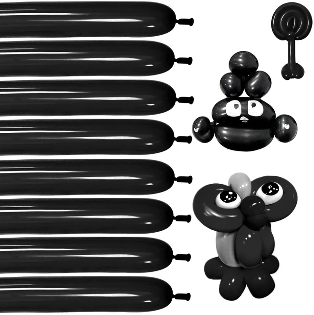Main image of Black 260 balloons, Thickening Latex Black 260q Balloons for Animal Model, 100pcs Long Twisting Balloons for Halloween Xmas Presents, Animal Shape Weddings, Birthdays Clowns.