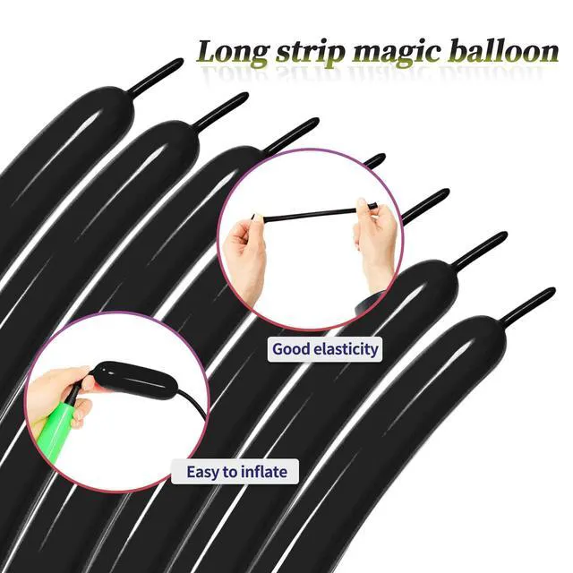 Alt view image 4 of 7 - Black 260 balloons, Thickening Latex Black 260q Balloons for Animal Model, 100pcs Long Twisting Balloons for Halloween Xmas Presents, Animal Shape Weddings, Birthdays Clowns.