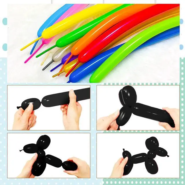 Alt view image 6 of 7 - Black 260 balloons, Thickening Latex Black 260q Balloons for Animal Model, 100pcs Long Twisting Balloons for Halloween Xmas Presents, Animal Shape Weddings, Birthdays Clowns.