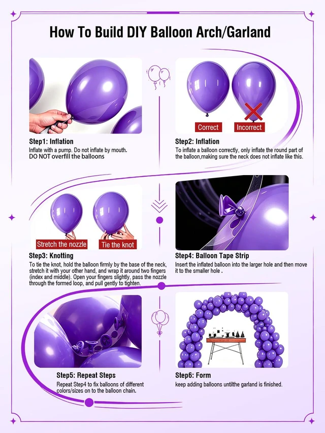 Alt view image 4 of 7 - Purple Balloons 12 Inch 60pcs Metallic Pearl Light Purple Confetti Balloons | with Ribbon and Balloons Tape for Birthday Baby Shower Bridal Shower Wedding Princess Butterfly Party Decorations