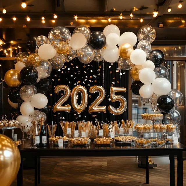Alt view image 5 of 7 - Black and Gold Balloons 12 Inch 55pcs Metallic Gold Confetti Latex Balloons | Gold and Black balloons for Birthday Graduation Baby Shower New Years Halloween Party Decorations with Ribbon & Balloon