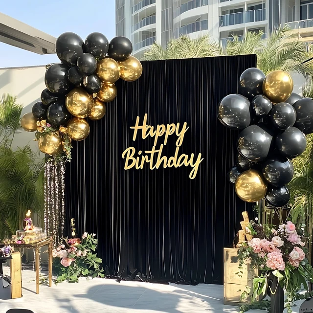 Alt view image 7 of 7 - Black and Gold Balloons 12 Inch 55pcs Metallic Gold Confetti Latex Balloons | Gold and Black balloons for Birthday Graduation Baby Shower New Years Halloween Party Decorations with Ribbon & Balloon