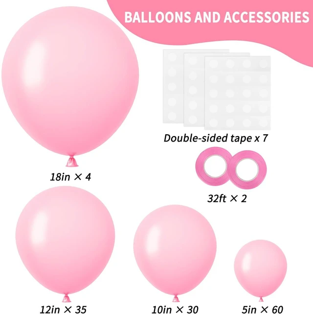 Alt view image 2 of 7 - Pink Balloons Pastel Pink Balloon Arch Kit Different Sizes 129pcs | Balloons Garland Arch for Birthday Party Baby Shower Gender Reveal Wedding Anniversary Easter Decoration