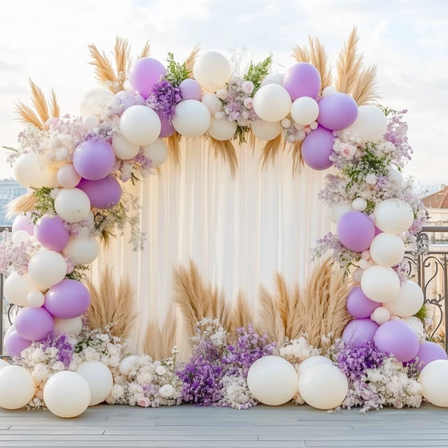 Alt view image 6 of 6 - Pastel Purple Different Sizes Light Pruple Balloon Arch Kit 129pcs | Light Lavender Lilac Balloons Garland for Mother's Day Birthday Baby Shower Gender Reveal Wedding Party Decoration